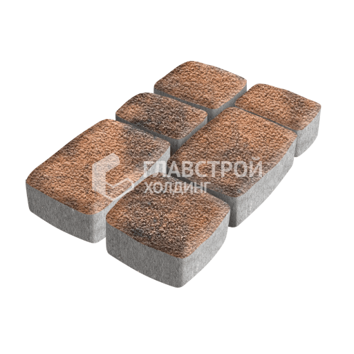 Тротуарная плитка Классика 3 камня, сомон с гранитной крошкой, 6 см