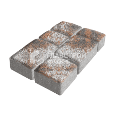 Тротуарная плитка Старый город, агат оранжевый на камне, 6 см