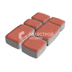 Тротуарная плитка Классика 3 камня, красная, 6 см