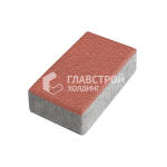 Тротуарная плитка Кирпич, красная на камне, 4 см
