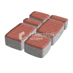 Тротуарная плитка Классика 4 камня, красная с гранитной крошкой, 6 см