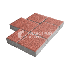 Тротуарная плитка Новый город, красная на камне, 4 см