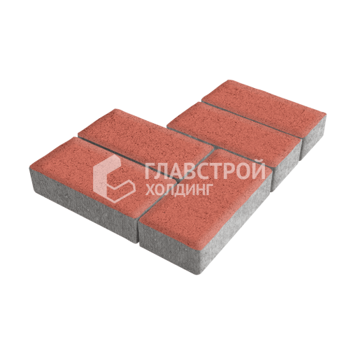 Тротуарная плитка Брусчатка, красная, 8 см
