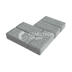 Тротуарная плитка Брусчатка, серая с гранитной крошкой, 10 см
