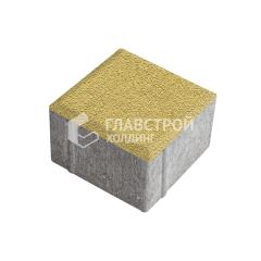 Тротуарная плитка Квадрат 100х100х60, желтая на камне