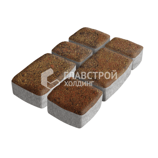 Тротуарная плитка Классика 3 камня, джафар оранжевый, 6 см