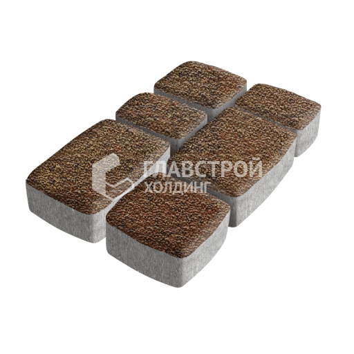 Тротуарная плитка Классика 3 камня, джафар оранжевый с мраморной крошкой, 6 см