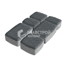 Тротуарная плитка Классика 3 камня, черная с мраморной крошкой, 4 см