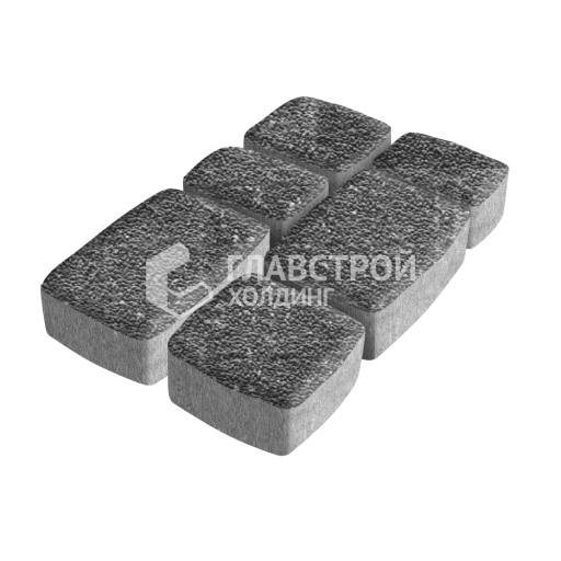 Тротуарная плитка Классика 3 камня, аляска черная с мраморной крошкой, 6 см