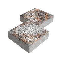 Тротуарная плитка Квадрат 200х200х60, агат оранжевый с гранитной крошкой