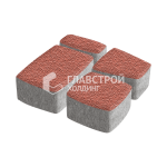 Тротуарная плитка Классика 4 камня, красная с гранитной крошкой, 4 см