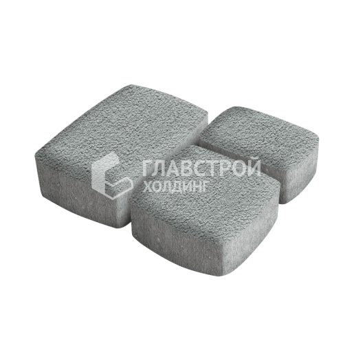 Тротуарная плитка Классика 3 камня, серая на камне, 6 см