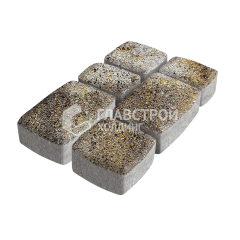 Тротуарная плитка Классика 3 камня, агат желтый на камне, 4 см