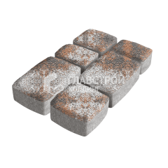 Тротуарная плитка Классика 3 камня, агат оранжевый на камне, 4 см