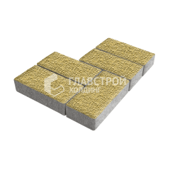 Тротуарная плитка Брусчатка, желтая с мраморной крошкой, 4 см