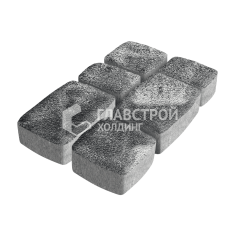 Тротуарная плитка Классика 3 камня, черно-белая на камне, 6 см