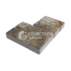 Тротуарная плитка Брусчатка, агат желтый с мраморной крошкой, 4 см