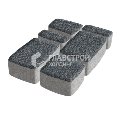 Тротуарная плитка Классика 4 камня, черная с мраморной крошкой, 6 см