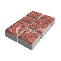 Тротуарная плитка Старый город, красная с мраморной крошкой, 6 см