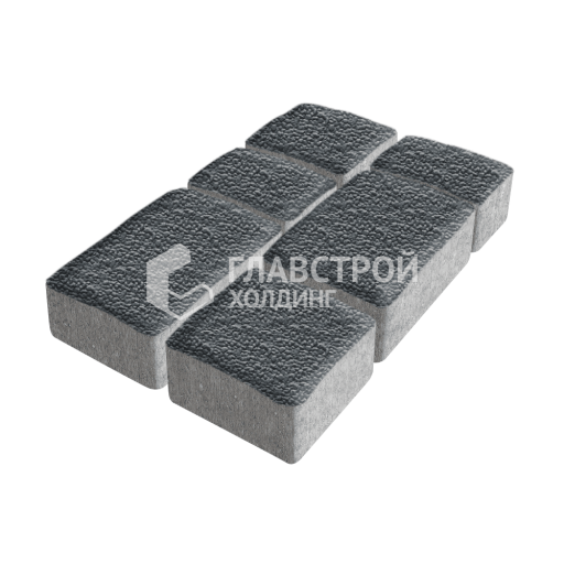 Тротуарная плитка Старый город, черная с мраморной крошкой, 6 см