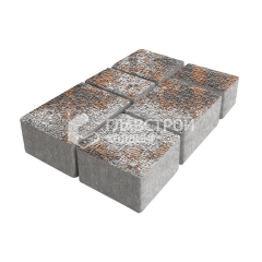 Тротуарная плитка Ностальгия, агат оранжевый с мраморной крошкой, 4 см