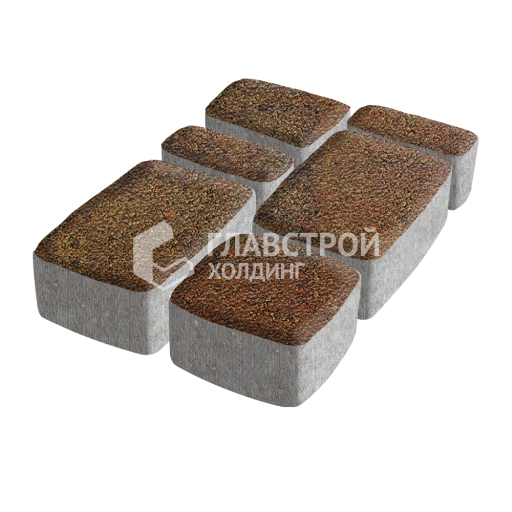 Тротуарная плитка Классика 4 камня, джафар оранжевый на камне, 6 см