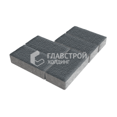 Тротуарная плитка Брусчатка, черная на камне, 4 см