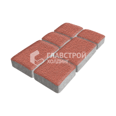 Тротуарная плитка Брук, красная на камне, 4 см