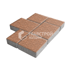 Тротуарная плитка Новый город, оранжевая с мраморной крошкой, 4 см