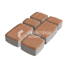 Тротуарная плитка Классика 3 камня, оранжевая с гранитной крошкой, 4 см