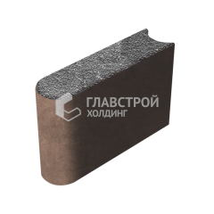 Камень бортовой БРШ 50.20.8, аляска черная с мраморной крошкой, коричневое основание