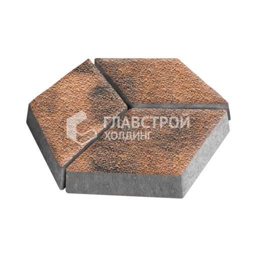 Тротуарная плитка Ромб, сомон с гранитной крошкой, 6 см